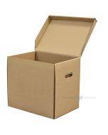 Corrugated carton box with handles and attached lid 400x300x370mm