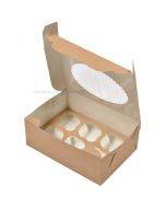 Six muffin box brown/white with window 25x17x10cm, 25pcs/pack