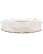 Creamy with golden edges satin ribbon 15mm wide, 20m/roll