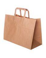 Brown paper bag with flat paper handles 32+21,5x24,5cm, 70 g/m2