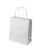 Balts papīra maiss ar vītiem papīra rokturiem 19+8x21cm