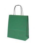 Green paper bag with twisted paper handles 19+8x21cm