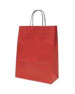 Sarkans papīra maiss ar vītiem papīra rokturiem 24+11x31cm