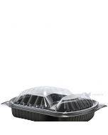 Caurspīdīgs vāks melnam 2-nodalījumu pārtikas traukam 238x203x38mm 625/298ml, 63gb./iepakojumā
