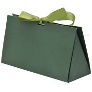 Green triangular gift box with ribbon 210x70x105mm
