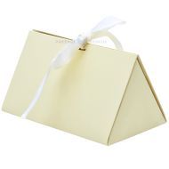 Beige triangular gift box with ribbon 170x100x85mm