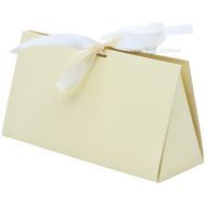 Beige triangular gift box with ribbon 210x70x105mm