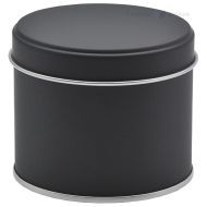 Matte black silver inside metal box with lid with diameter 73mm with height 60mm