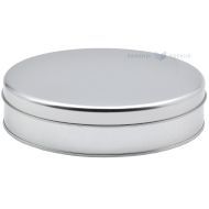 Silver metal box with lid with diameter 170mm with height 40mm