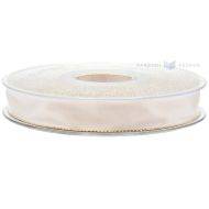 Creamy with golden edges satin ribbon 15mm wide, 20m/roll