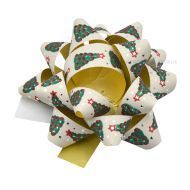 Beige Christmas tree print rosette 10mm with diameter 50mm, 72pcs/pack