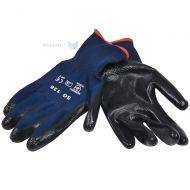 Blue polyester gloves on palm nitrile nr. 8