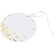 White with golden dots print carton label with string diam. 60mm, 10pcs/pack