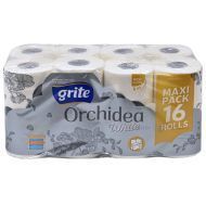 3-slāņu tualetes papīrs Grite Orchidea White 9,6cm platumā, 21,25m/rullī 16ruļļi/iepakojumā