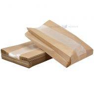 Brown paper bag with paper window 20+7x36cm, 100pcs/pack