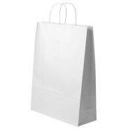 Balts papīra maiss ar vītiem papīra rokturiem 32+12x42cm