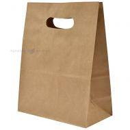 Brown paper bag with punch-hole handles 22+11x28cm