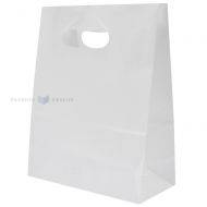 Balts papīra maisiņš ar perforētu rokturi 22+11x28cm 70g/m2