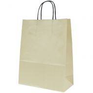 Ziloņkaula krāsas papīra maiss ar vītiem papīra rokturiem 24+11x31cm