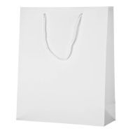 Papīra maiss balts ar virves rokturiem 26+12x32cm
