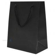 Matte black paper bag with rope handles 18+10x23cm