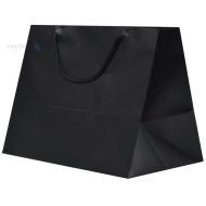 Matte black paper bag with rope handles 35+22x27,5cm
