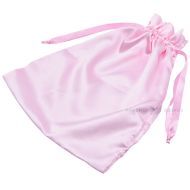 Pink satin textile bag with string 25x35cm
