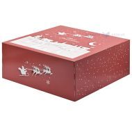 Christmas print red-white cake box with lid 30x30x12,5cm, 10pcs/pack