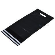 Matēti melna Coex aploksne ar dubultu līmes sloksni un perforētu rokturi 25x42+7+7cm, 10gb./iepakojumā