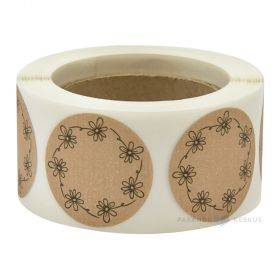 Brown label ''Flower'' print diameter 29mm, 250pcs/roll