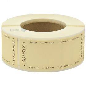 Beige label ''Handmade'' print 30x74mm, 250pcs/roll