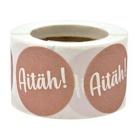 Brown label ''Aitäh!'' print diameter 40mm, 250pcs/roll