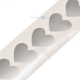 Vinyl label with silver heart print 25x25mm, 25pcs/roll