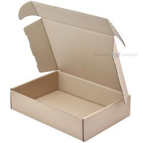 Gofrētā kartona kaste ražota no zāles ar vāku 390x220x105mm