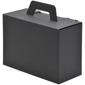 Melna mikrogofrētā kartona kaste ar rokturi 215x95x150mm