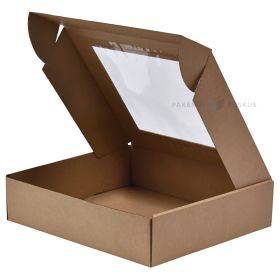 Gofrētā kartona kaste ar vāku un logu 330x300x80mm