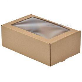 Gofrēta kartona kaste ar vāku un logu 230x150x80mm