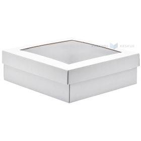 Balta gofrētā kartona kaste ar vāku un logu 310x310x120mm, 10gb./iepakojumā