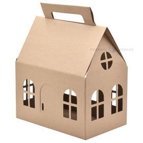 House shaped brown corrucated carton gift box 202x129x123mm