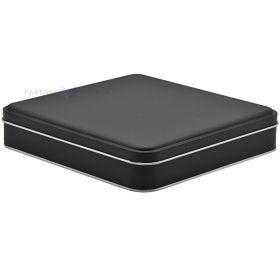 Matte black silver inside metal box with lid 215x215x40mm