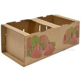Strawberries print corrugated carton box for berries 2000ml / 1 L 279x124x103mm, 10pcs/pack