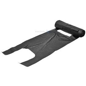 Black plastic T-shirt bag HD 18+(6+6)x36cm 3-4L 14mic, 50pcs/roll