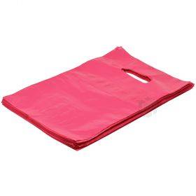 Rozā plastikāta maiss ar perforētu caurumu rokturim 20x30cm, 100gb/iepakojumā