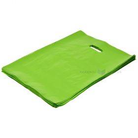 Zaļš plastikāta maiss ar perforētu caurumu rokturim 30x40cm, 100gb/iepakojumā