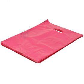 Rozā plastikāta maiss ar perforētu caurumu rokturim 30x40cm, 100gb/iepakojumā