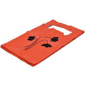 Sarkans plastikāta maiss ar rokturiem T-shirt ar apdruku
