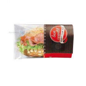 Red cover for sandwich with Bon appetit print 13+7x18cm, 50pcs/pack