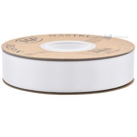 White satin ribbon 25mm wide, 50m/roll