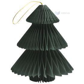 Green honeycomb paper Christmas tree ornament 120x150mm