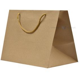 Brown paper bag with rope handles 35+22x27,5cm